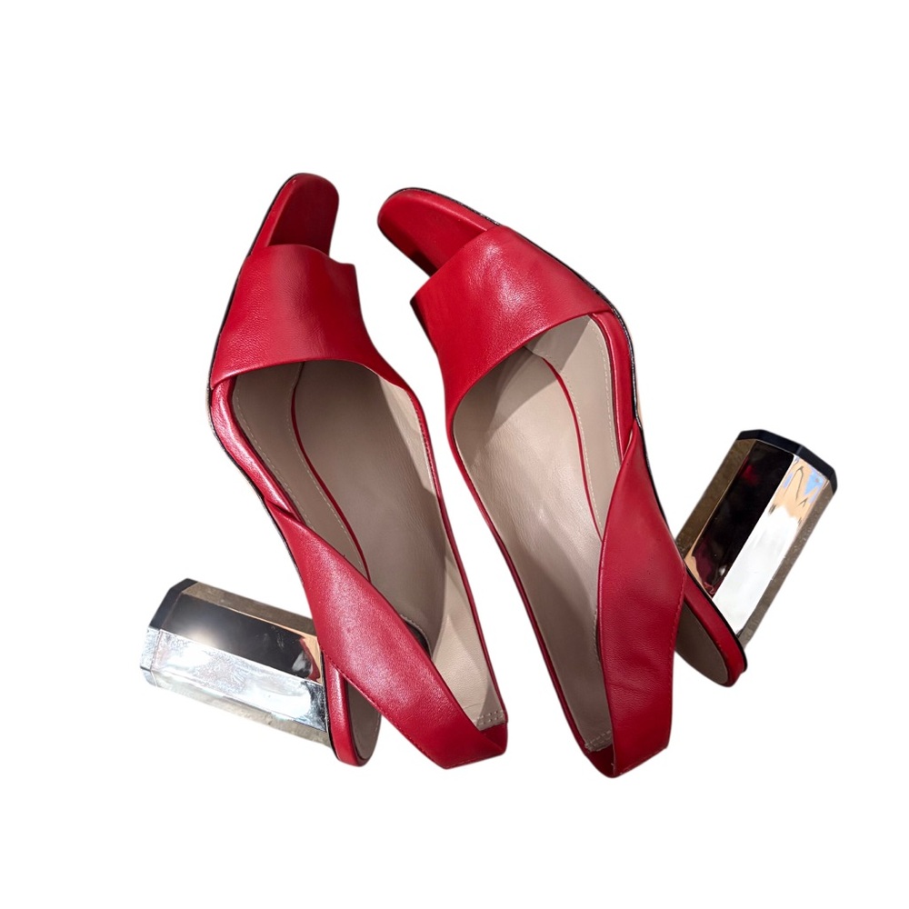 Donald J.Pliner Ella Red Leather Women's Slingback High Heels.Red Leather Shoes - Picture 15 of 16